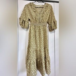 Max studio midi dress, lemon print midi dress, summer dress, floral dress